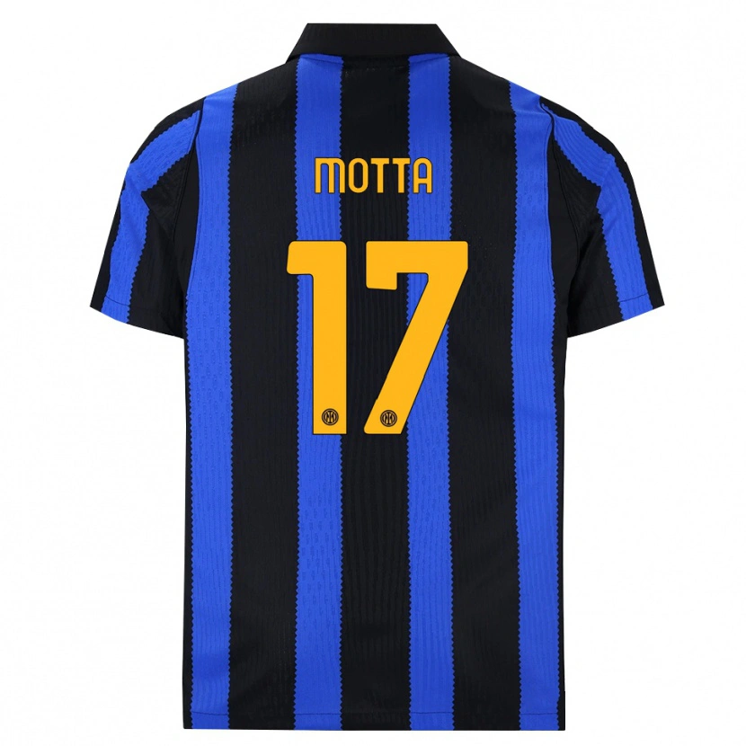 Danxen Kvinder Matteo Motta #17 Sort Blå Gul Hjemmebane Spillertrøjer 2026/27 Trøje T-Shirt