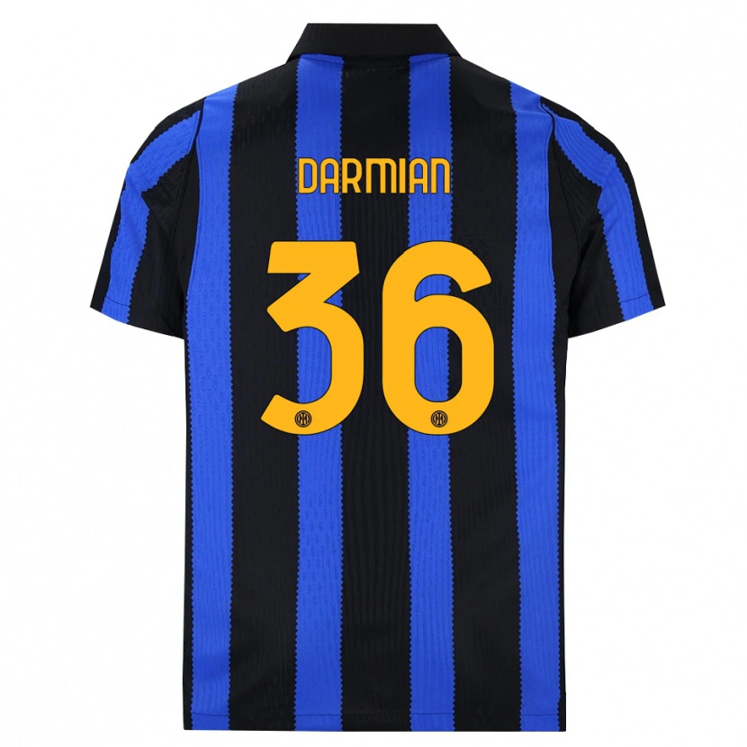 Danxen Kvinder Matteo Darmian #36 Sort Blå Gul Hjemmebane Spillertrøjer 2026/27 Trøje T-Shirt