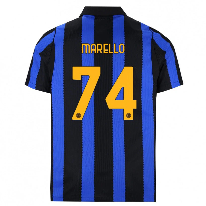 Danxen Kvinder Mattia Marello #74 Sort Blå Gul Hjemmebane Spillertrøjer 2026/27 Trøje T-Shirt