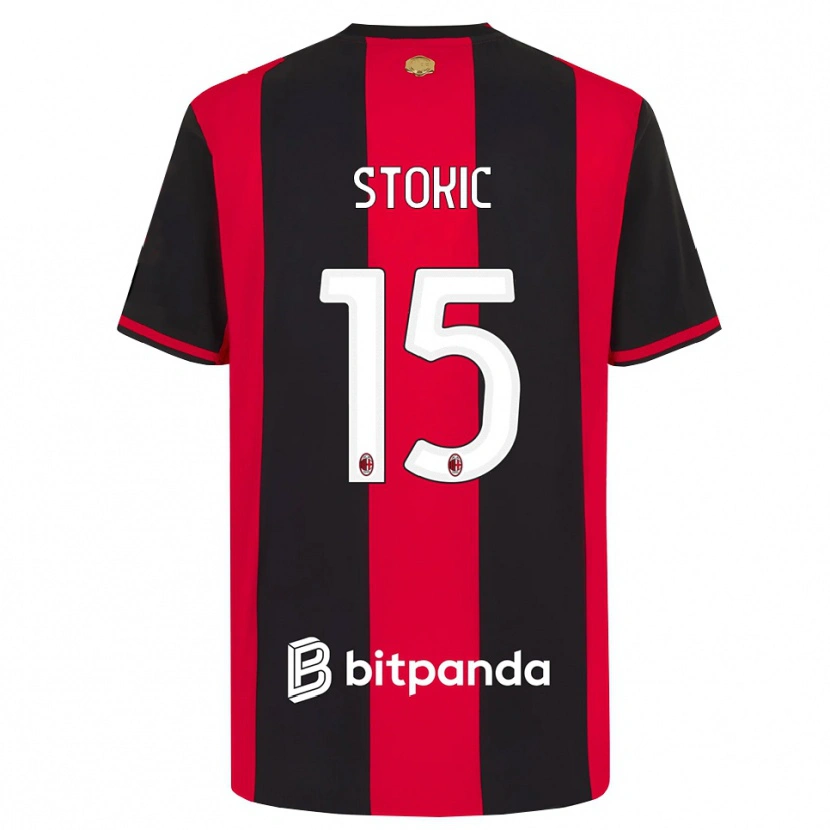 Danxen Kvinder Sara Stokić #15 Rød Sort Hvid Hjemmebane Spillertrøjer 2026/27 Trøje T-Shirt