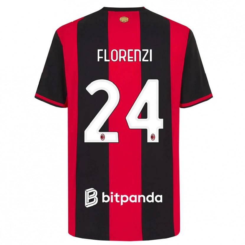 Danxen Kvinder Alessandro Florenzi #24 Rød Sort Hvid Hjemmebane Spillertrøjer 2026/27 Trøje T-Shirt