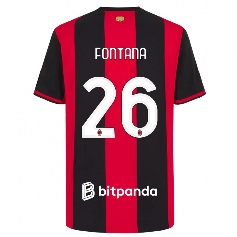 Danxen Kvinder Francesco Fontana #26 Rød Sort Hvid Hjemmebane Spillertrøjer 2026/27 Trøje T-Shirt