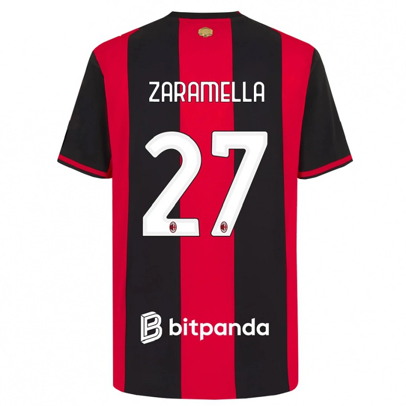 Danxen Kvinder Mattia Zaramella #27 Rød Sort Hvid Hjemmebane Spillertrøjer 2026/27 Trøje T-Shirt