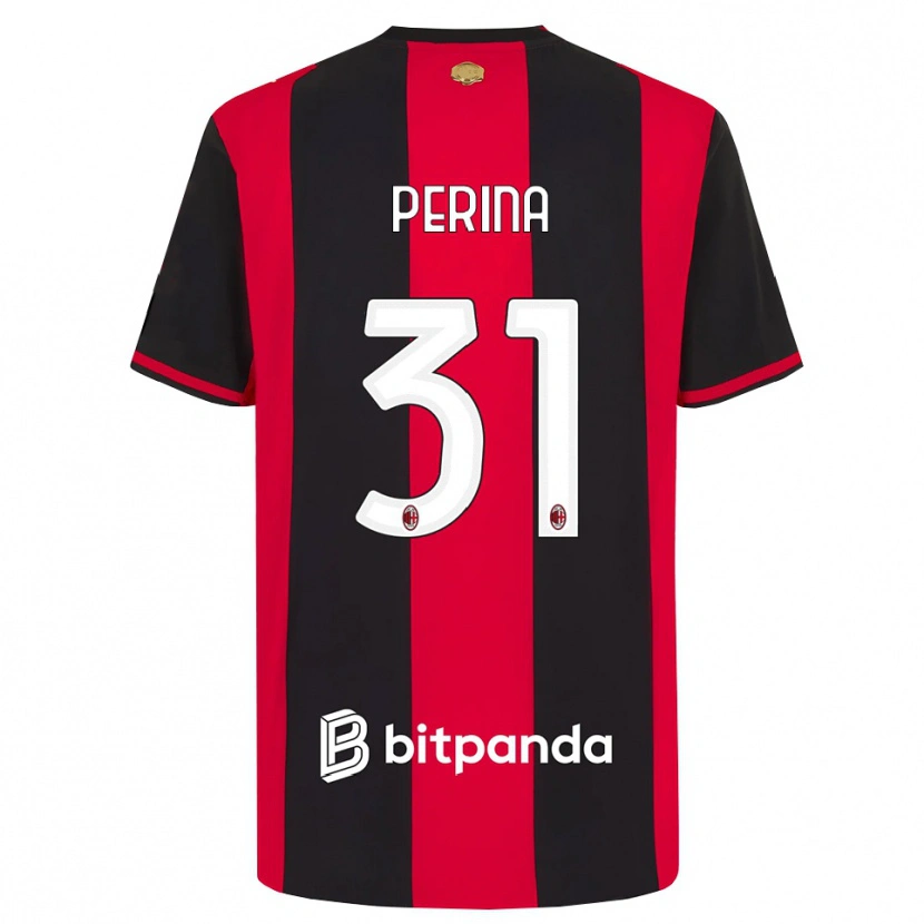 Danxen Kvinder Gioele Perina #31 Rød Sort Hvid Hjemmebane Spillertrøjer 2026/27 Trøje T-Shirt