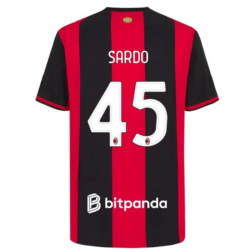 Danxen Kvinder Jacopo Sardo #45 Rød Sort Hvid Hjemmebane Spillertrøjer 2026/27 Trøje T-Shirt