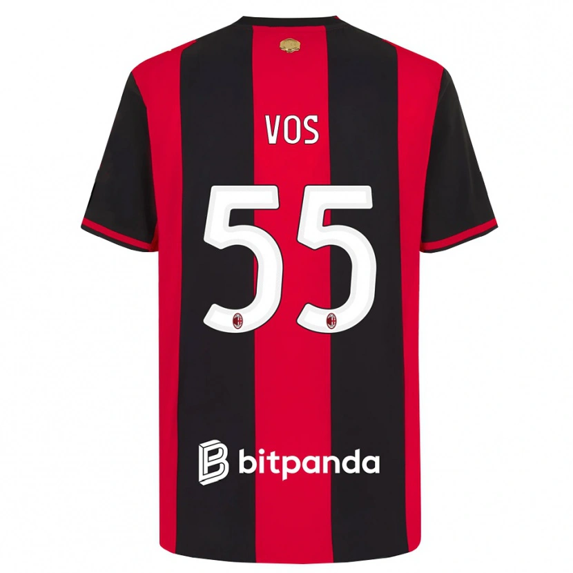 Danxen Kvinder Silvano Vos #55 Rød Sort Hvid Hjemmebane Spillertrøjer 2026/27 Trøje T-Shirt