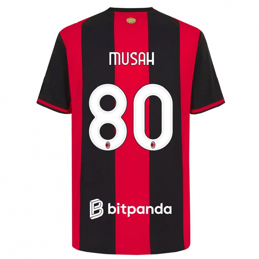 Danxen Kvinder Yunus Musah #80 Rød Sort Hvid Hjemmebane Spillertrøjer 2026/27 Trøje T-Shirt
