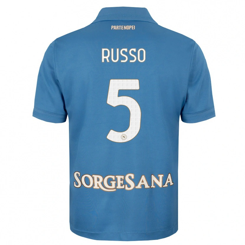 Danxen Kvinder Lorenzo Russo #5 Tågeblå Hvid Hjemmebane Spillertrøjer 2026/27 Trøje T-Shirt
