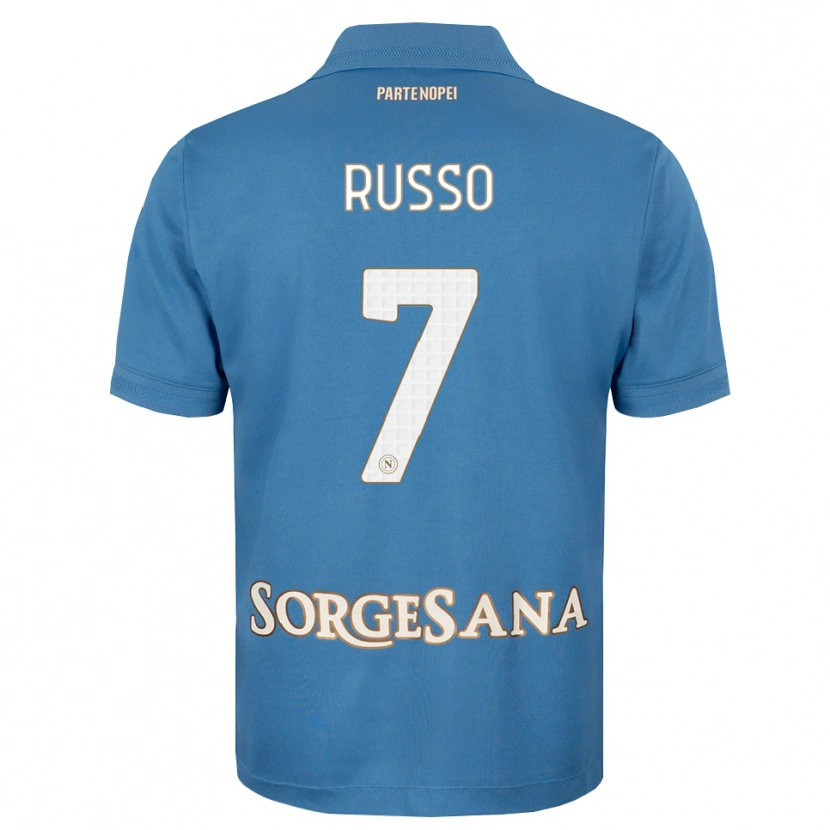 Danxen Kvinder Giorgio Russo #7 Tågeblå Hvid Hjemmebane Spillertrøjer 2026/27 Trøje T-Shirt