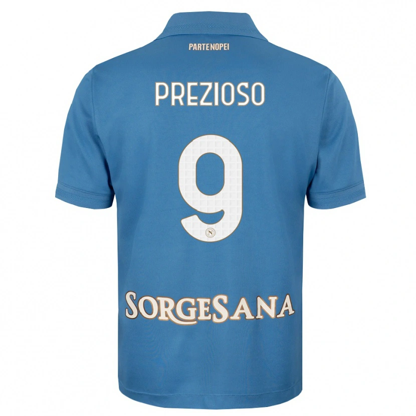 Danxen Kvinder Vittorio Prezioso #9 Tågeblå Hvid Hjemmebane Spillertrøjer 2026/27 Trøje T-Shirt