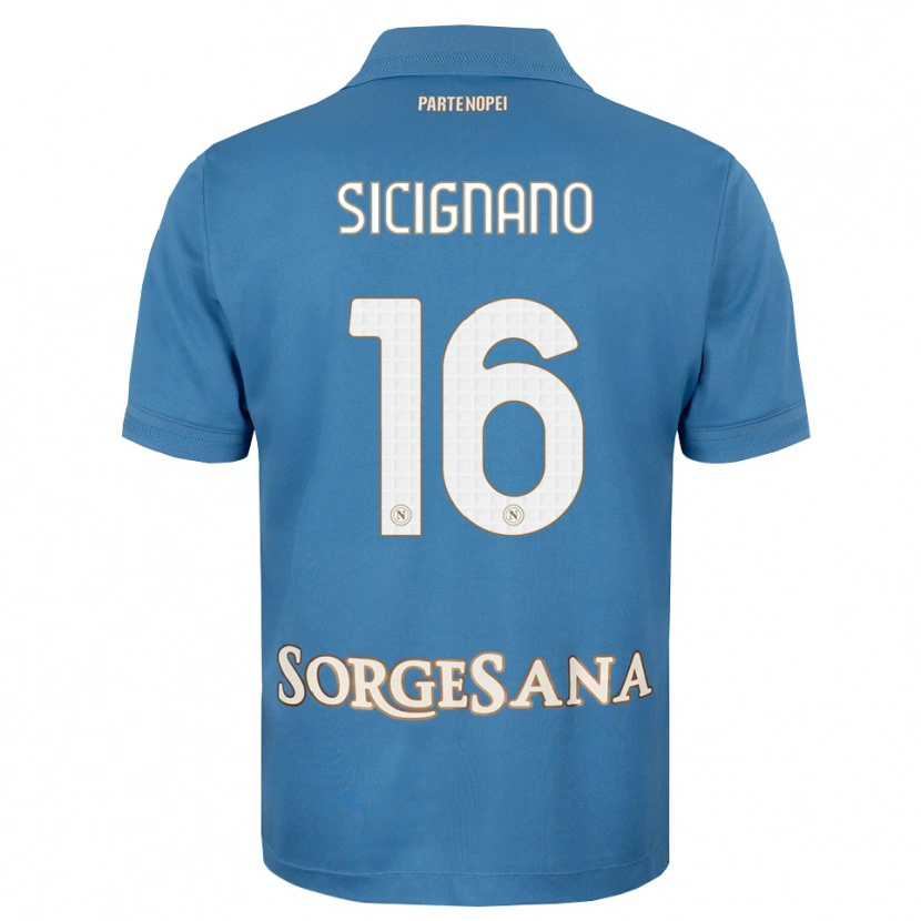 Danxen Kvinder Luigi Sicignano #16 Tågeblå Hvid Hjemmebane Spillertrøjer 2026/27 Trøje T-Shirt