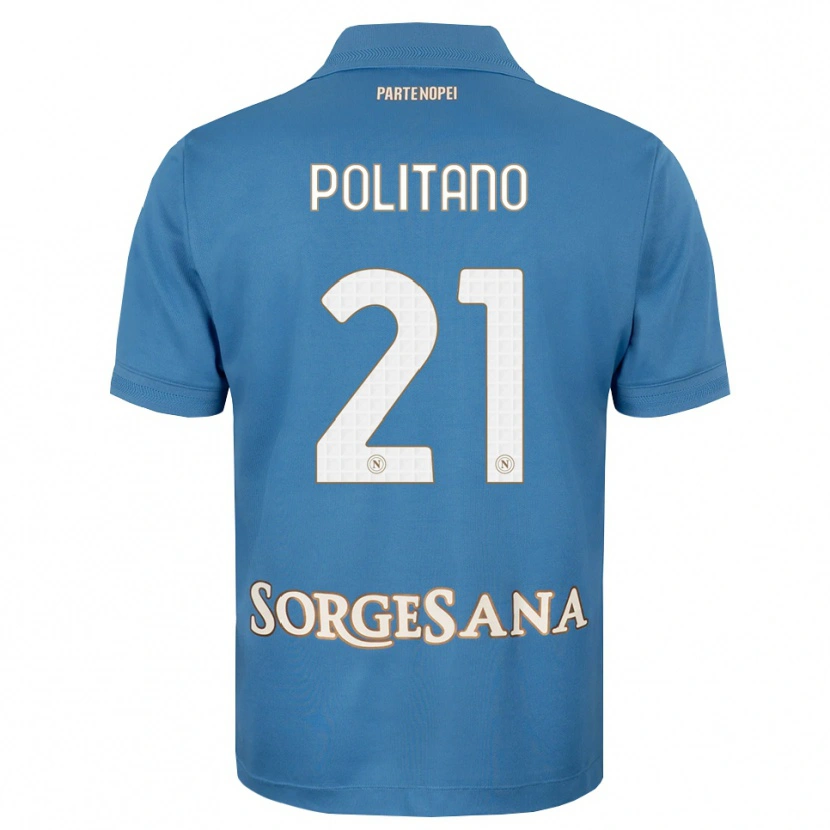 Danxen Kvinder Matteo Politano #21 Tågeblå Hvid Hjemmebane Spillertrøjer 2026/27 Trøje T-Shirt