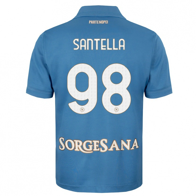 Danxen Kvinder Alessandro Santella #98 Tågeblå Hvid Hjemmebane Spillertrøjer 2026/27 Trøje T-Shirt