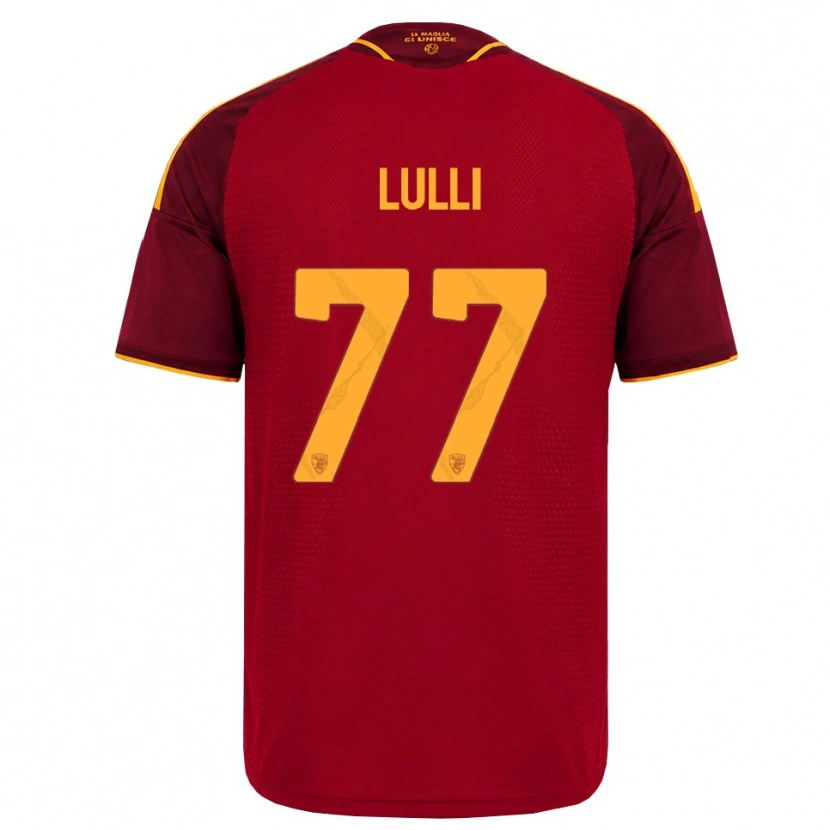 Danxen Kvinder Emanuele Lulli #77 Rød Gylden Gul Hjemmebane Spillertrøjer 2026/27 Trøje T-Shirt