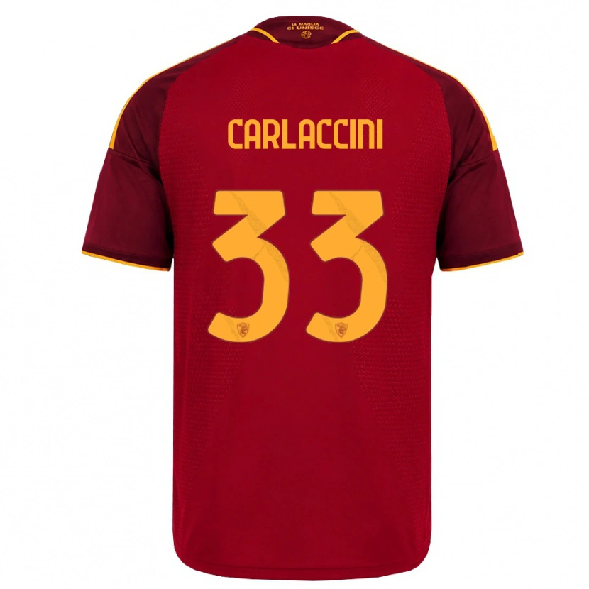 Danxen Kvinder Samuele Carlaccini #33 Rød Gylden Gul Hjemmebane Spillertrøjer 2026/27 Trøje T-Shirt