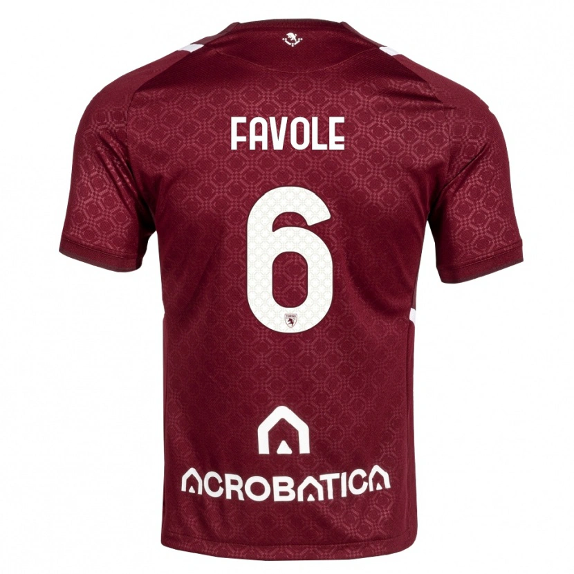 Danxen Kvinder Stefania Favole #6 Bordeaux Hvid Hjemmebane Spillertrøjer 2026/27 Trøje T-Shirt