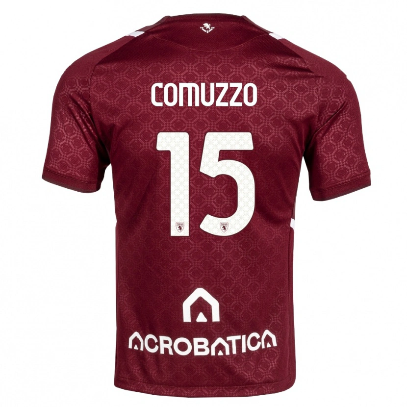 Danxen Kvinder Pietro Comuzzo #15 Bordeaux Hvid Hjemmebane Spillertrøjer 2026/27 Trøje T-Shirt