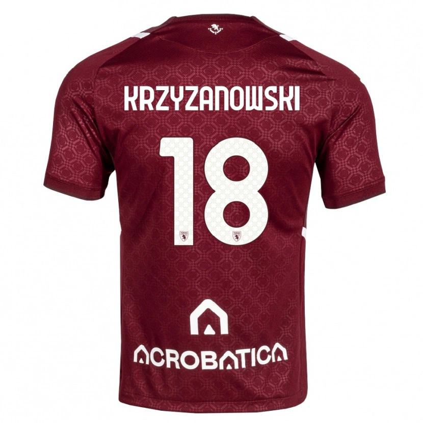 Danxen Kvinder Jakub Krzyzanowski #18 Bordeaux Hvid Hjemmebane Spillertrøjer 2026/27 Trøje T-Shirt