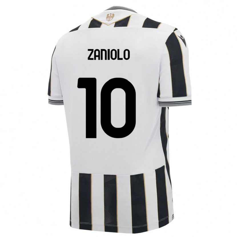Danxen Kvinder Nicolò Zaniolo #10 Sort Hvid Pink Hjemmebane Spillertrøjer 2026/27 Trøje T-Shirt