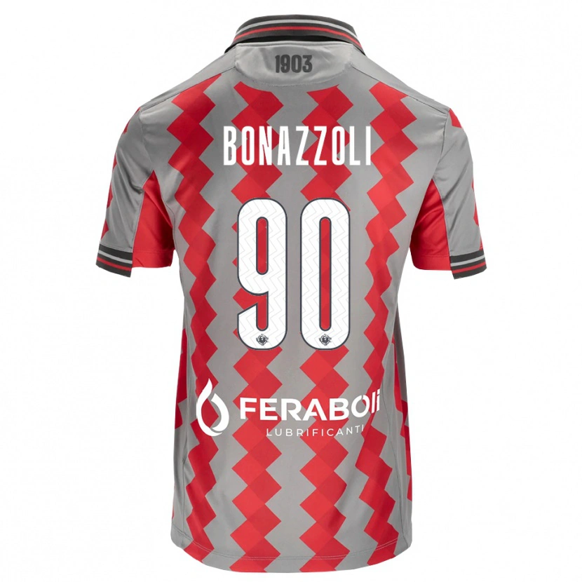 Danxen Kvinder Federico Bonazzoli #90 Grå Rød Hvid Hjemmebane Spillertrøjer 2026/27 Trøje T-Shirt