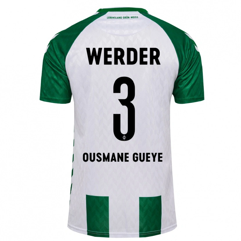 Danxen Kvinder Papa Ousmane Gueye #3 Grøn Hvid Hjemmebane Spillertrøjer 2026/27 Trøje T-Shirt