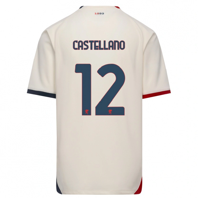 Danxen Kvinder Cristiano Castellano #12 Off-White Rød Udebane Spillertrøjer 2026/27 Trøje T-Shirt