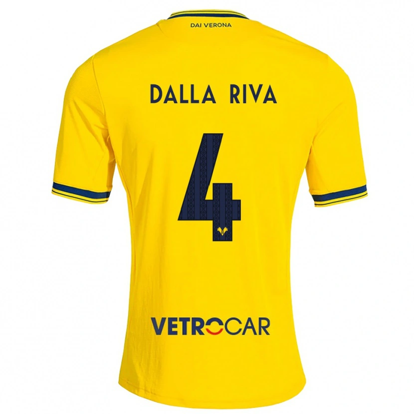 Danxen Kvinder Stefano Dalla Riva #4 Gul Rød Udebane Spillertrøjer 2026/27 Trøje T-Shirt