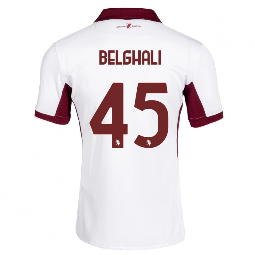 Danxen Kvinder Rafik Belghali #45 Bordeaux Hvid Rød Udebane Spillertrøjer 2026/27 Trøje T-Shirt