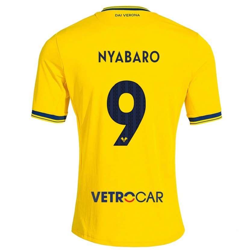 Danxen Kvinder Nicholas Nyabaro #9 Gul Rød Udebane Spillertrøjer 2026/27 Trøje T-Shirt