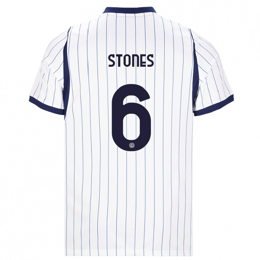 Danxen Kvinder John Stones #6 Hvid Marineblå Udebane Spillertrøjer 2026/27 Trøje T-Shirt