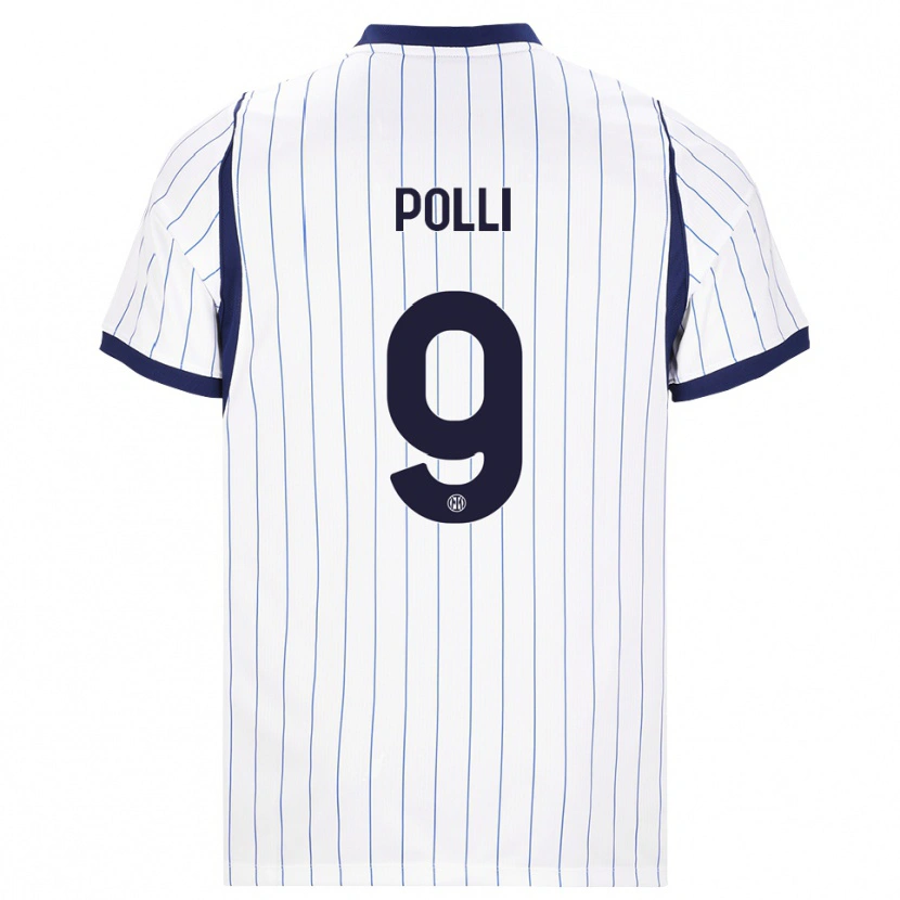 Danxen Kvinder Elisa Polli #9 Hvid Marineblå Udebane Spillertrøjer 2026/27 Trøje T-Shirt