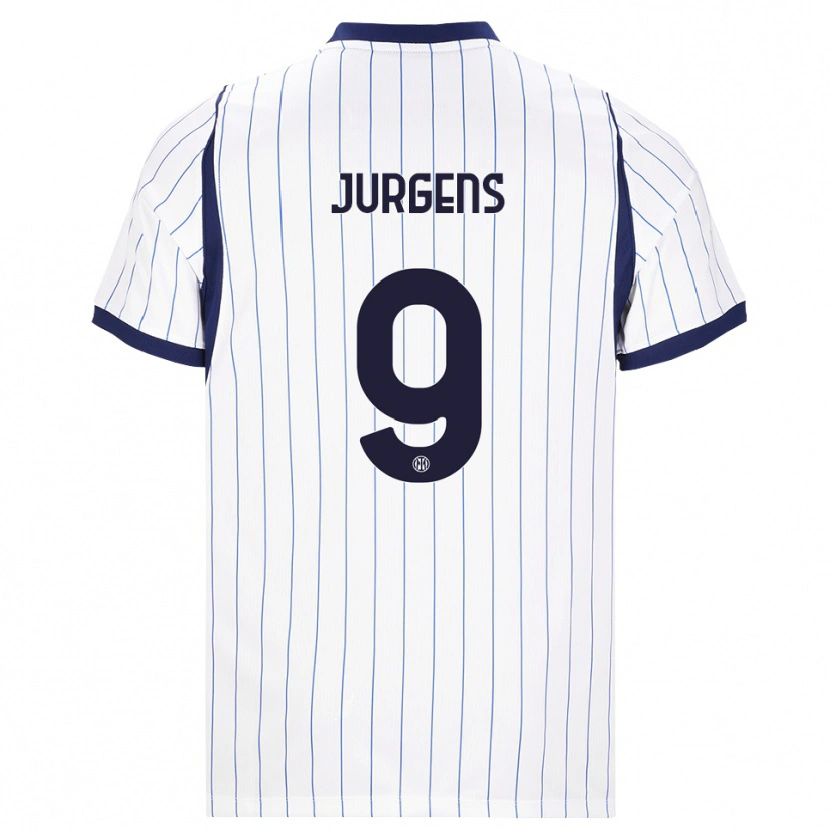 Danxen Kvinder Oliver Jurgens #9 Hvid Marineblå Udebane Spillertrøjer 2026/27 Trøje T-Shirt