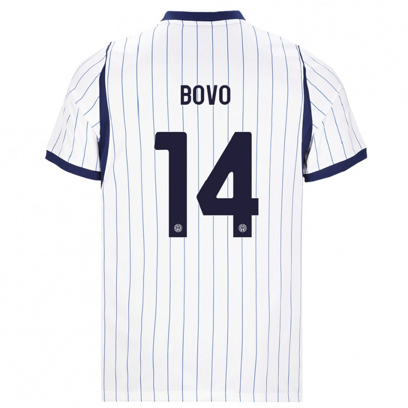Danxen Kvinder Leonardo Bovo #14 Hvid Marineblå Udebane Spillertrøjer 2026/27 Trøje T-Shirt