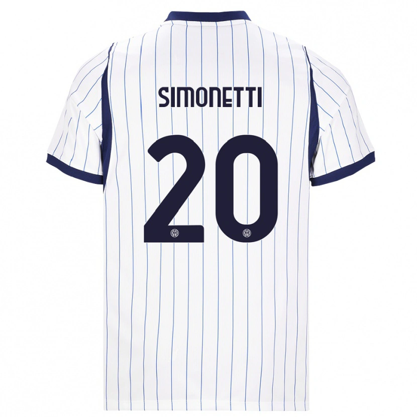 Danxen Kvinder Flaminia Simonetti #20 Hvid Marineblå Udebane Spillertrøjer 2026/27 Trøje T-Shirt