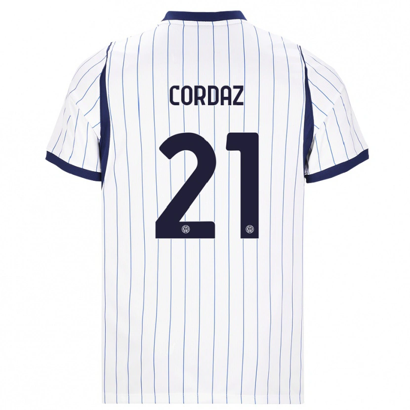 Danxen Kvinder Alex Cordaz #21 Hvid Marineblå Udebane Spillertrøjer 2026/27 Trøje T-Shirt