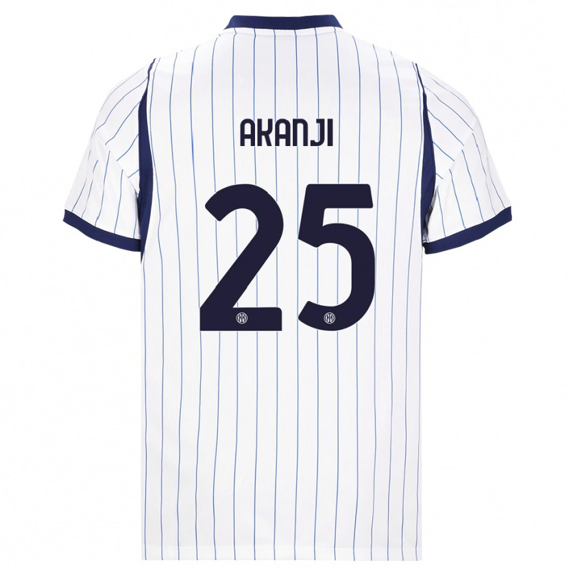 Danxen Kvinder Manuel Akanji #25 Hvid Marineblå Udebane Spillertrøjer 2026/27 Trøje T-Shirt
