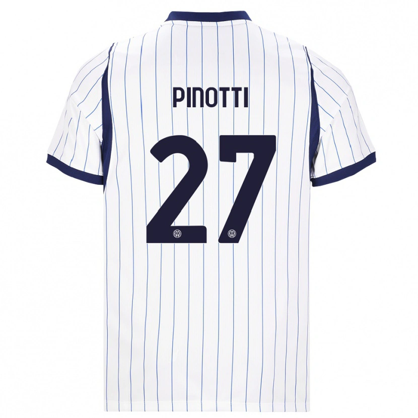 Danxen Kvinder Manuel Pinotti #27 Hvid Marineblå Udebane Spillertrøjer 2026/27 Trøje T-Shirt
