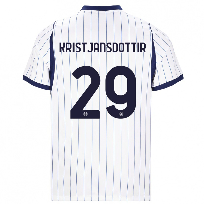 Danxen Kvinder Anna Bjork Kristjansdottir #29 Hvid Marineblå Udebane Spillertrøjer 2026/27 Trøje T-Shirt