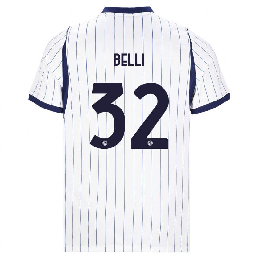Danxen Kvinder Elena Belli #32 Hvid Marineblå Udebane Spillertrøjer 2026/27 Trøje T-Shirt