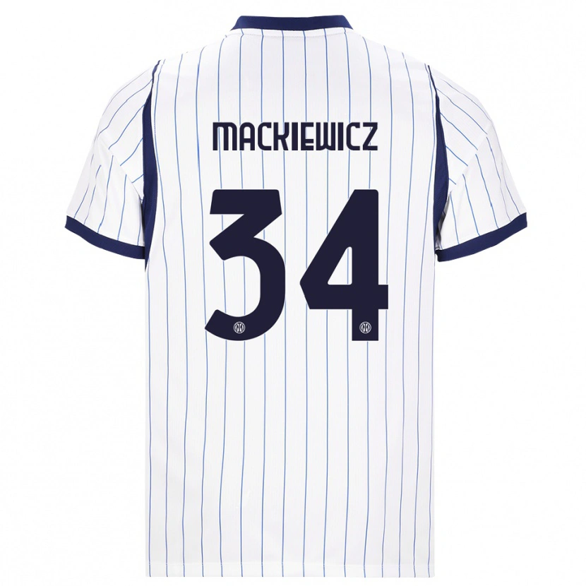 Danxen Kvinder Patryk Mackiewicz #34 Hvid Marineblå Udebane Spillertrøjer 2026/27 Trøje T-Shirt