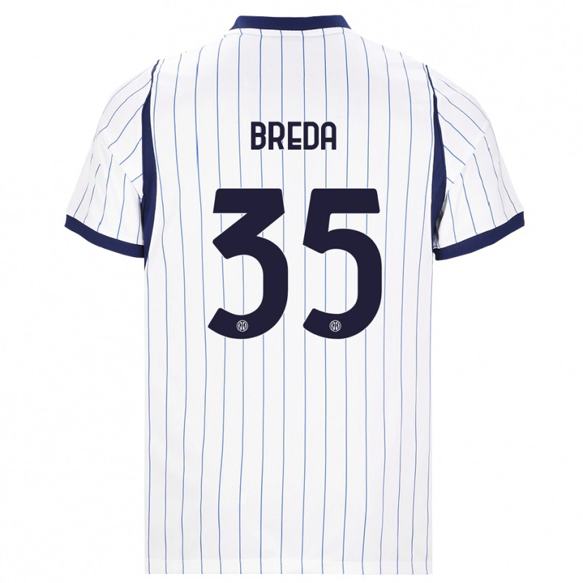 Danxen Kvinder Cristian Breda #35 Hvid Marineblå Udebane Spillertrøjer 2026/27 Trøje T-Shirt