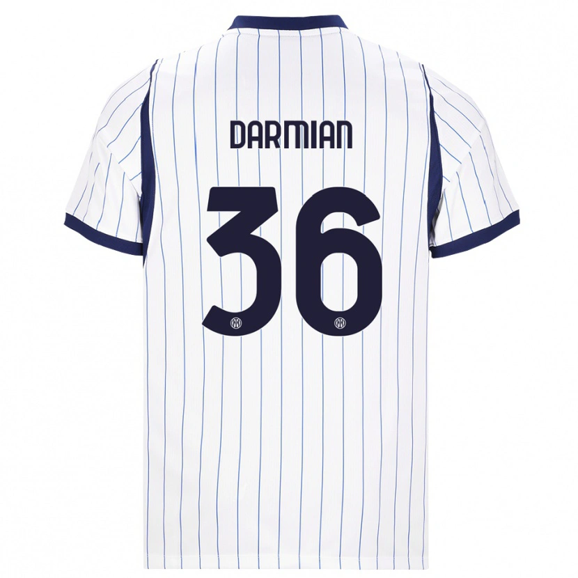 Danxen Kvinder Matteo Darmian #36 Hvid Marineblå Udebane Spillertrøjer 2026/27 Trøje T-Shirt
