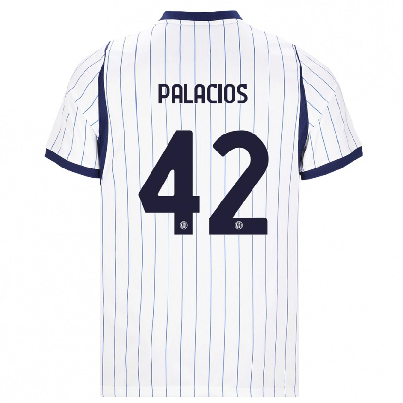 Danxen Kvinder Tomás Palacios #42 Hvid Marineblå Udebane Spillertrøjer 2026/27 Trøje T-Shirt