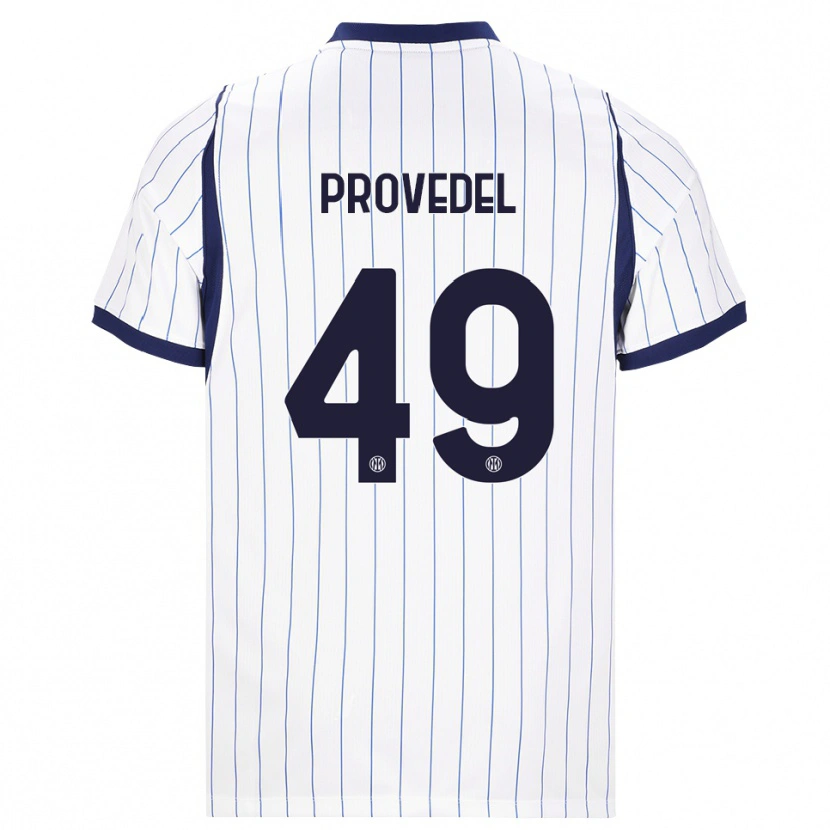 Danxen Kvinder Ivan Provedel #49 Hvid Marineblå Udebane Spillertrøjer 2026/27 Trøje T-Shirt