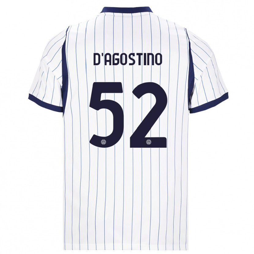 Danxen Kvinder Giovanni D'agostino #52 Hvid Marineblå Udebane Spillertrøjer 2026/27 Trøje T-Shirt