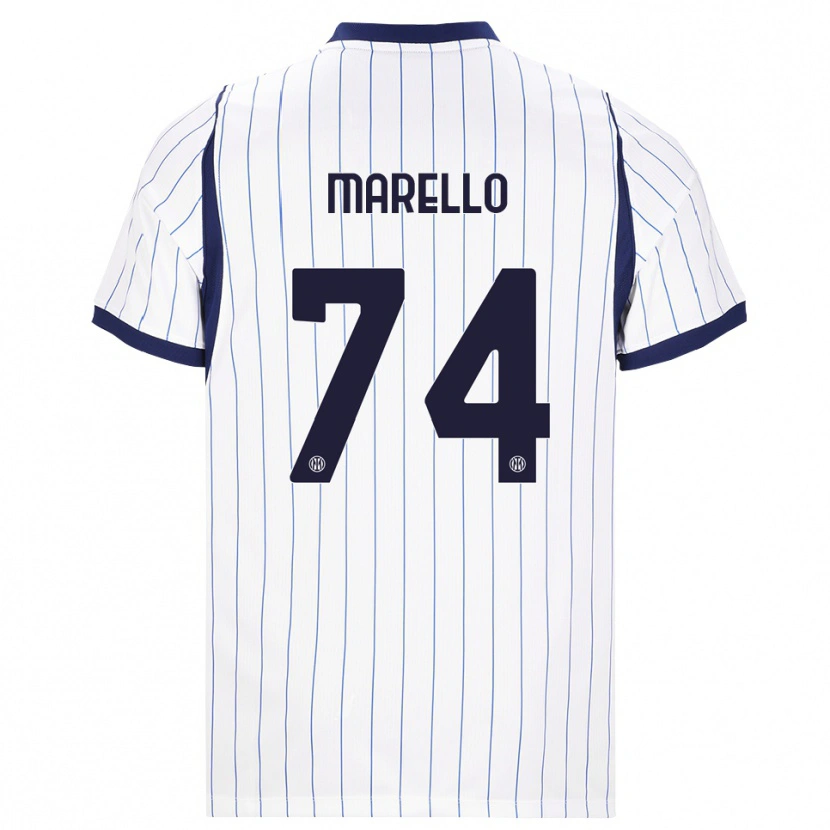 Danxen Kvinder Mattia Marello #74 Hvid Marineblå Udebane Spillertrøjer 2026/27 Trøje T-Shirt