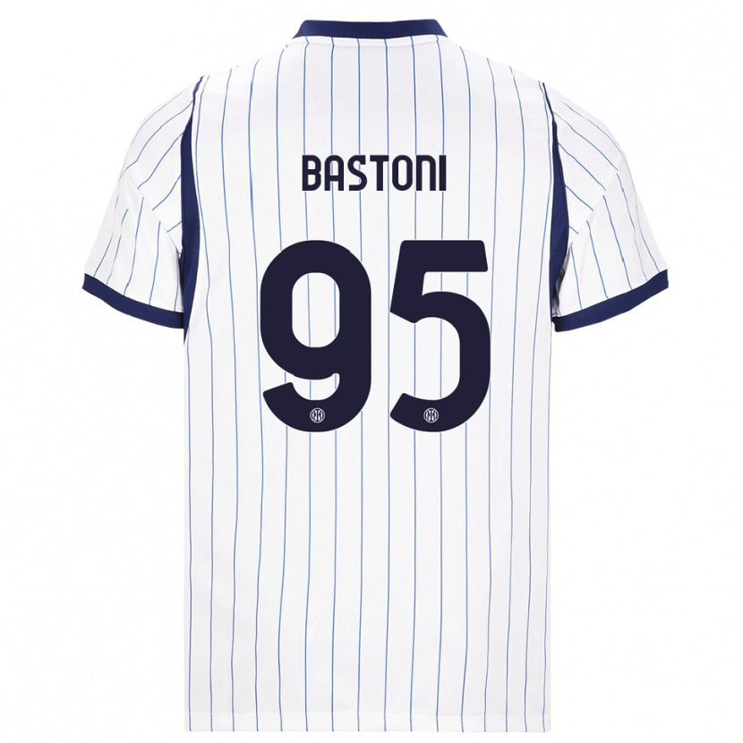 Danxen Kvinder Alessandro Bastoni #95 Hvid Marineblå Udebane Spillertrøjer 2026/27 Trøje T-Shirt