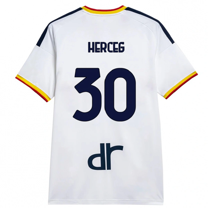 Danxen Kvinder Lovro Herceg #30 Hvid Gul Rød Udebane Spillertrøjer 2026/27 Trøje T-Shirt