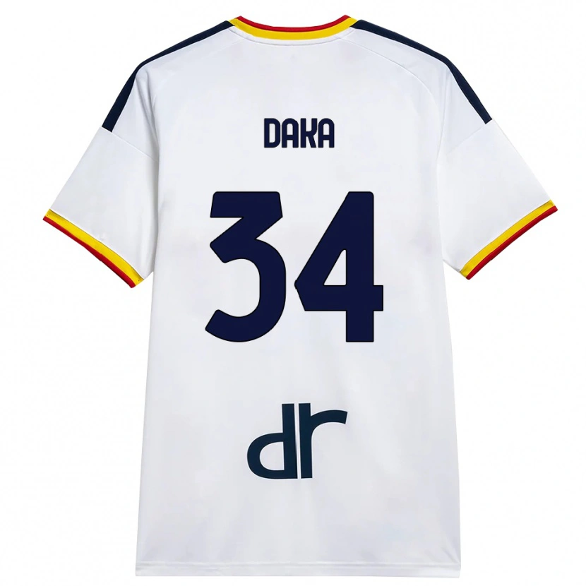 Danxen Kvinder Dario Daka #34 Hvid Gul Rød Udebane Spillertrøjer 2026/27 Trøje T-Shirt