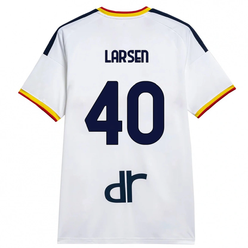 Danxen Kvinder Emil Larsen #40 Hvid Gul Rød Udebane Spillertrøjer 2026/27 Trøje T-Shirt